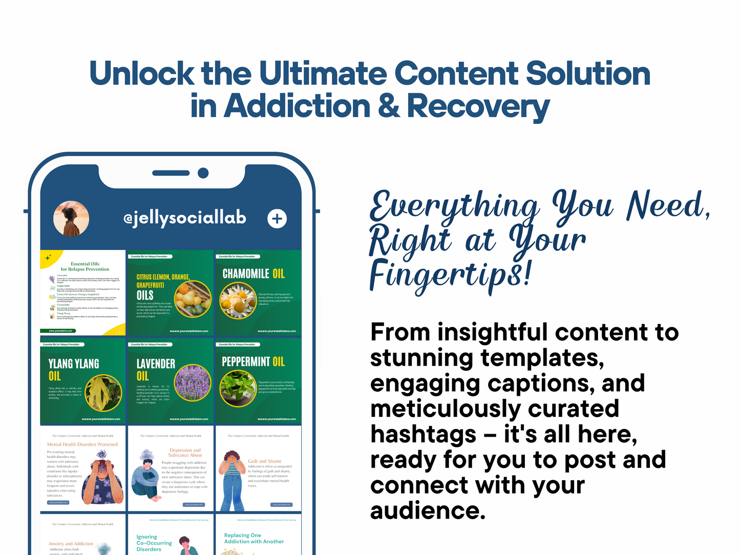 450+ Addiction Recovery Social Media Content Bundle