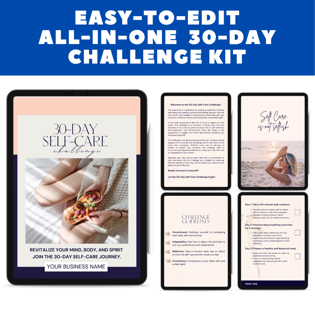 30-Day Challenge Kit Lead Magnet - Course Content for Coaches - Ebook Template